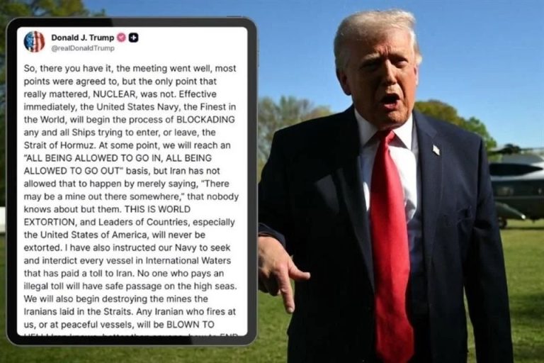 Anuncia Trump bloqueo naval  y acusa a Irán de “extorsión”