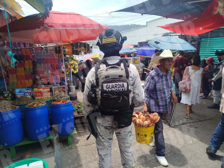 Despliega GN operativo antiextorsión en mercado central de Chilpancingo